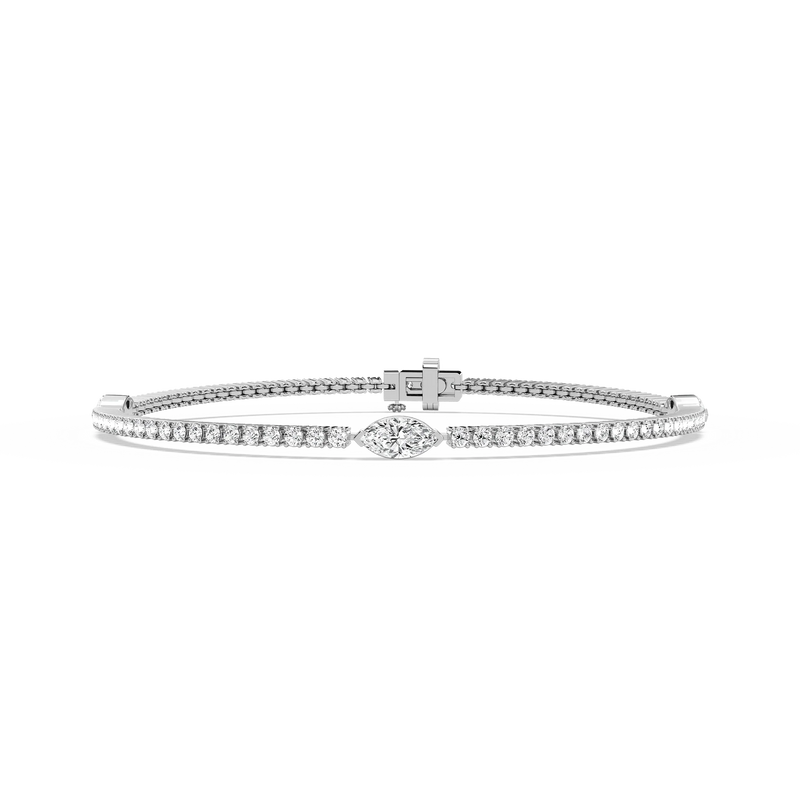 2 ²⁄₅ ctw Marquise LGD Three Station Tennis Bracelet - 7 Inches