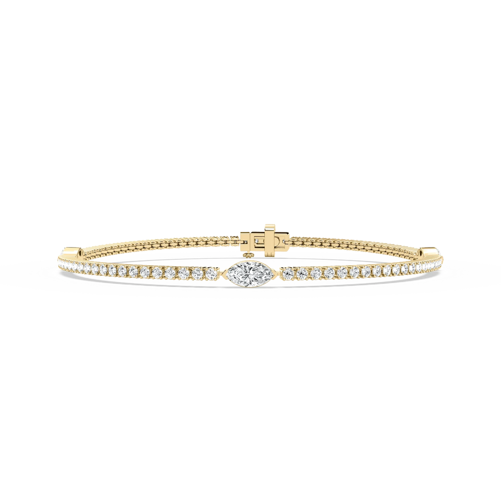2 ²⁄₅ ctw Marquise LGD Three Station Tennis Bracelet - 7 Inches