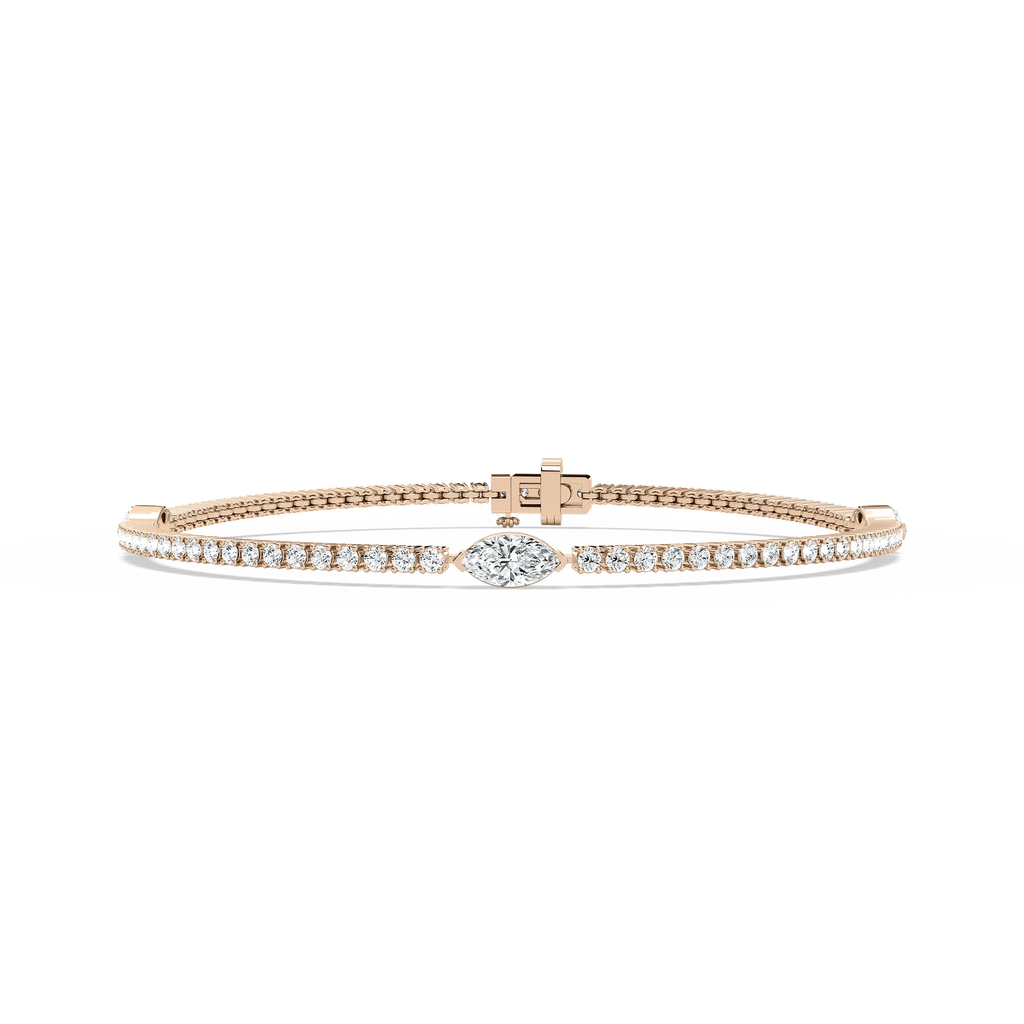 2 ²⁄₅ ctw Marquise LGD Three Station Tennis Bracelet - 7 Inches