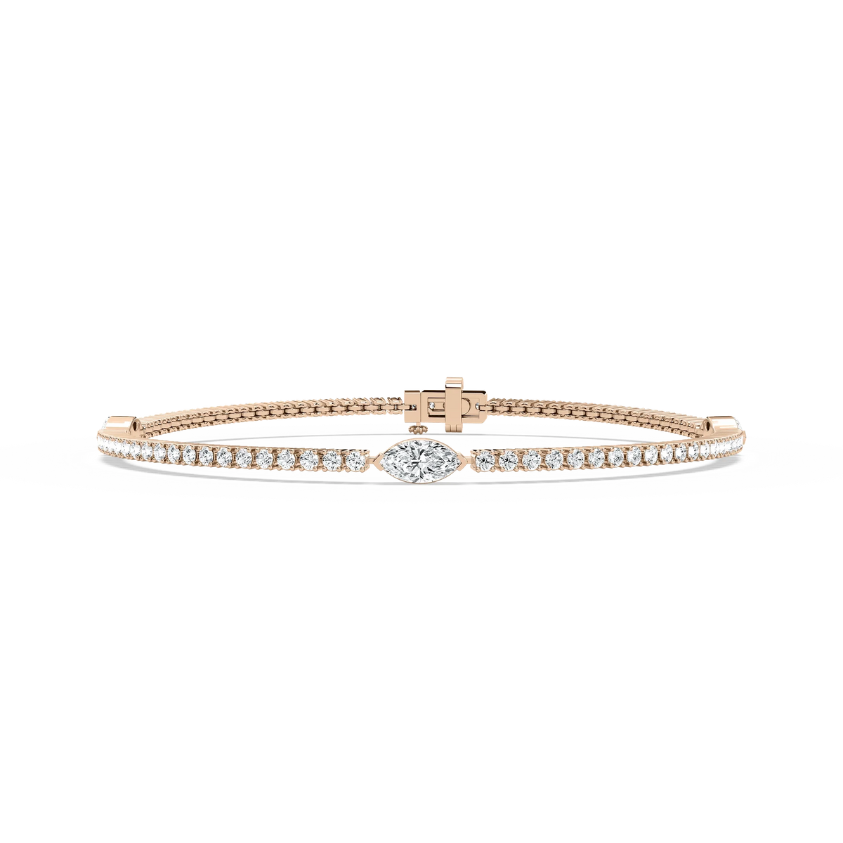 2 ²⁄₅ ctw Marquise LGD Three Station Tennis Bracelet - 7 Inches
