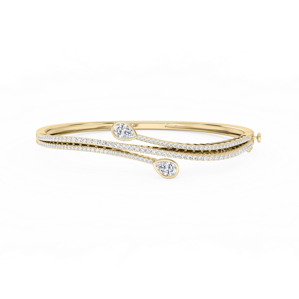 2 ¼ ctw Pear and Round LGD Bypass Bangle Bracelet  - 7.25 Inches