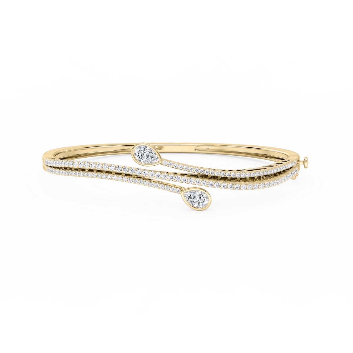 2 ¼ ctw Pear and Round LGD Bypass Bangle Bracelet  - 7.25 Inches