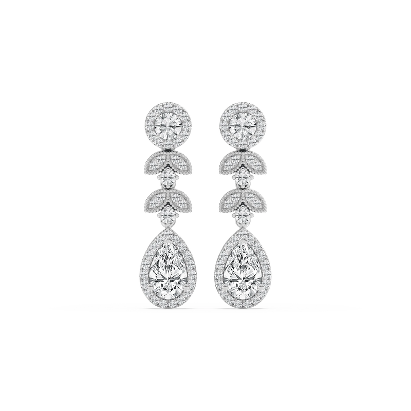 1 ¾ ctw Pear and Round LGD Chain Drop Earrings