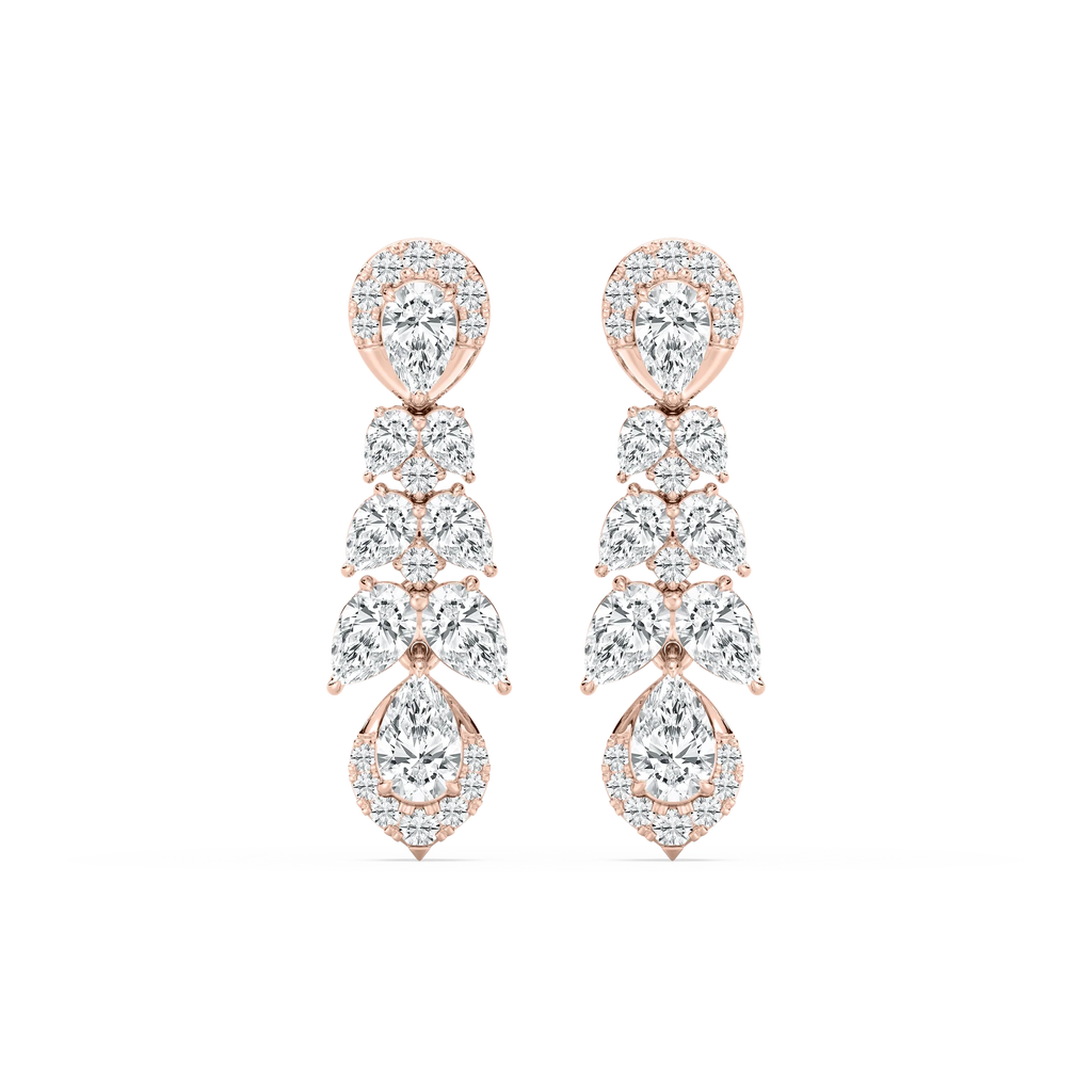 2 ½ ctw Pear and Round LGD Drop Earrings