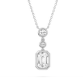 2 ¼ ctw Emerald and Round LGD Bezel Set Three Stone Pendant - 18 Inches