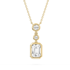 2 ¼ ctw Emerald and Round LGD Bezel Set Three Stone Pendant - 18 Inches