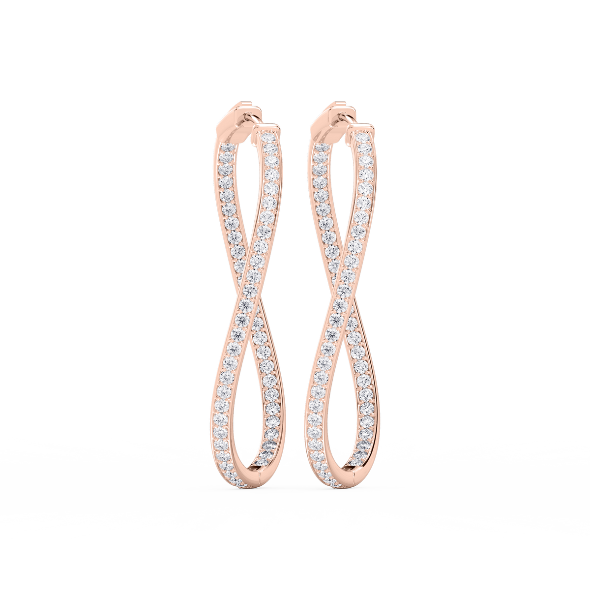 2 ¹⁄₁₀ ctw Round LGD Channel Set Wavy Hoop Earrings