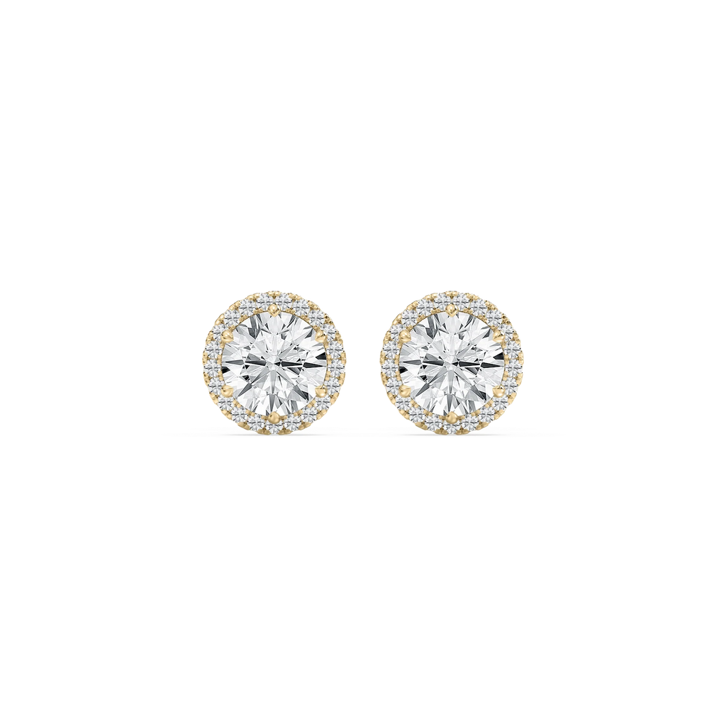 2 ⅓ ctw Round LGD Halo Stud Earrings - 14K Yellow Gold