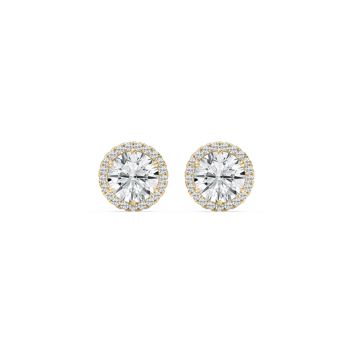 2 ⅓ ctw Round LGD Halo Stud Earrings - 14K Yellow Gold
