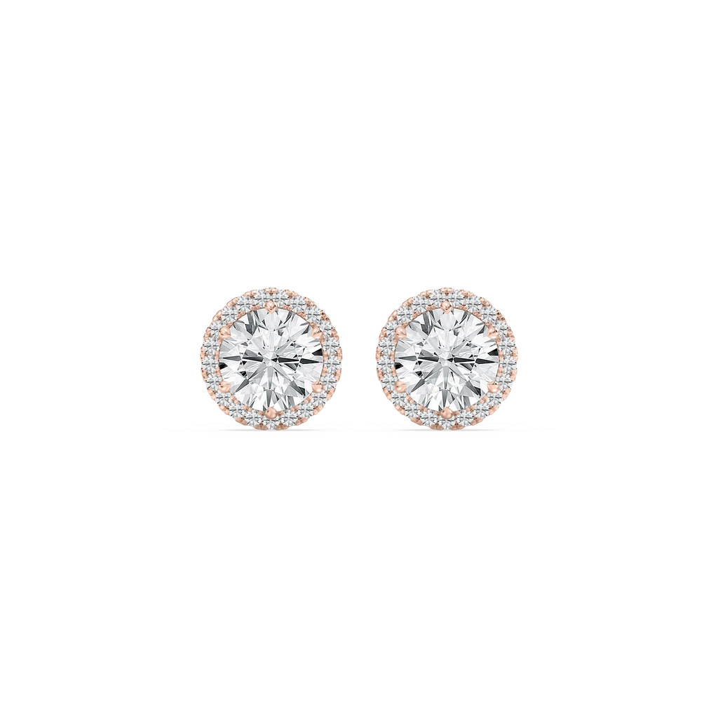 2 ⅓ ctw Round LGD Halo Stud Earrings - 14K Rose Gold