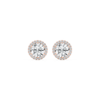 2 ⅓ ctw Round LGD Halo Stud Earrings - 18K Rose Gold
