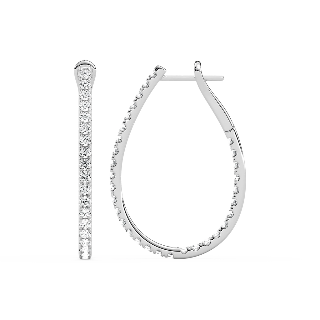 2 ¹⁄₆ ctw Round LGD Pave Inside Out Hoop Earrings - 14K White Gold / F-VS2