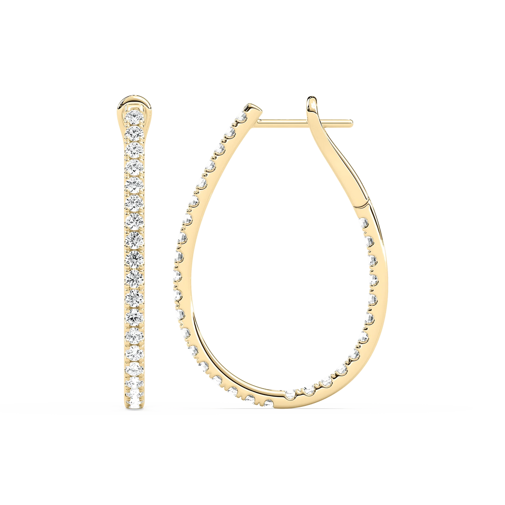 2 ¹⁄₆ ctw Round LGD Pave Inside Out Hoop Earrings - 14K Yellow Gold / F-VS2