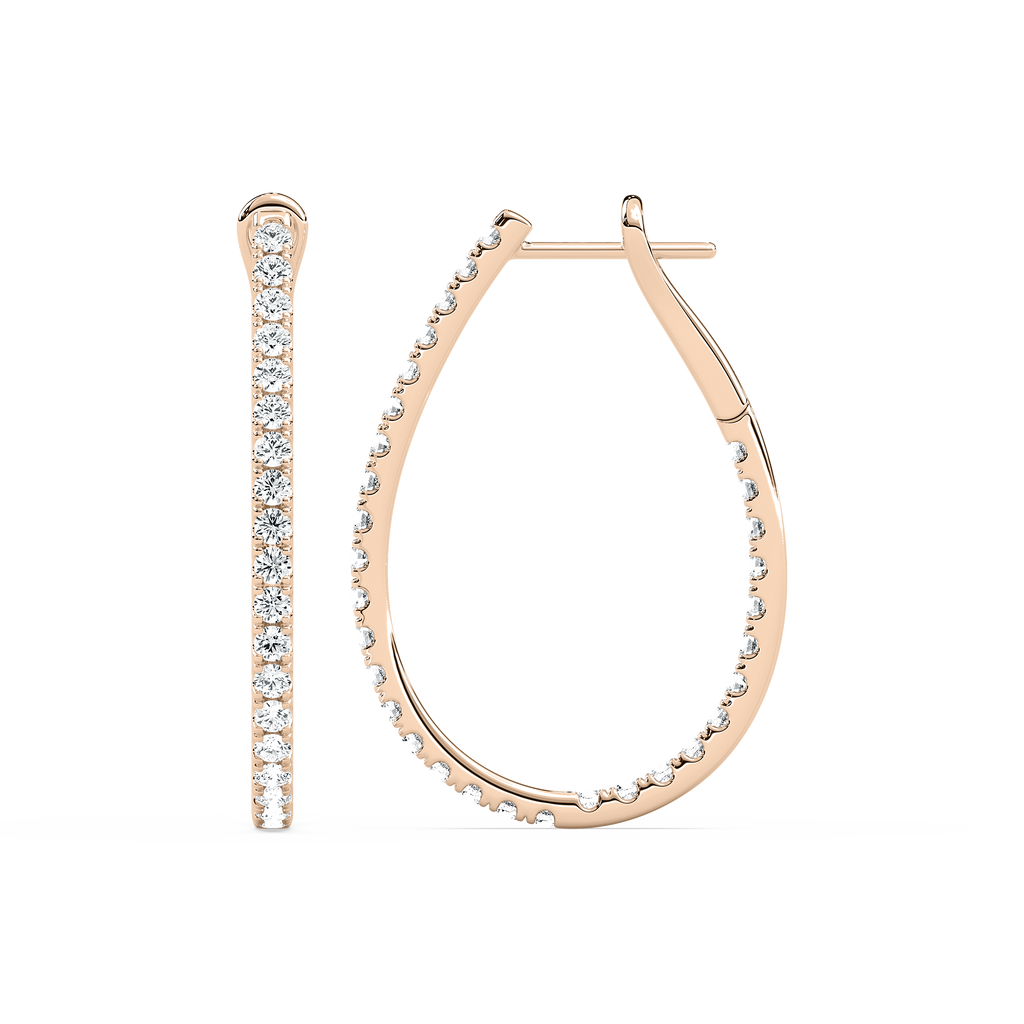 2 ¹⁄₆ ctw Round LGD Pave Inside Out Hoop Earrings - 14K Rose Gold / F-VS2