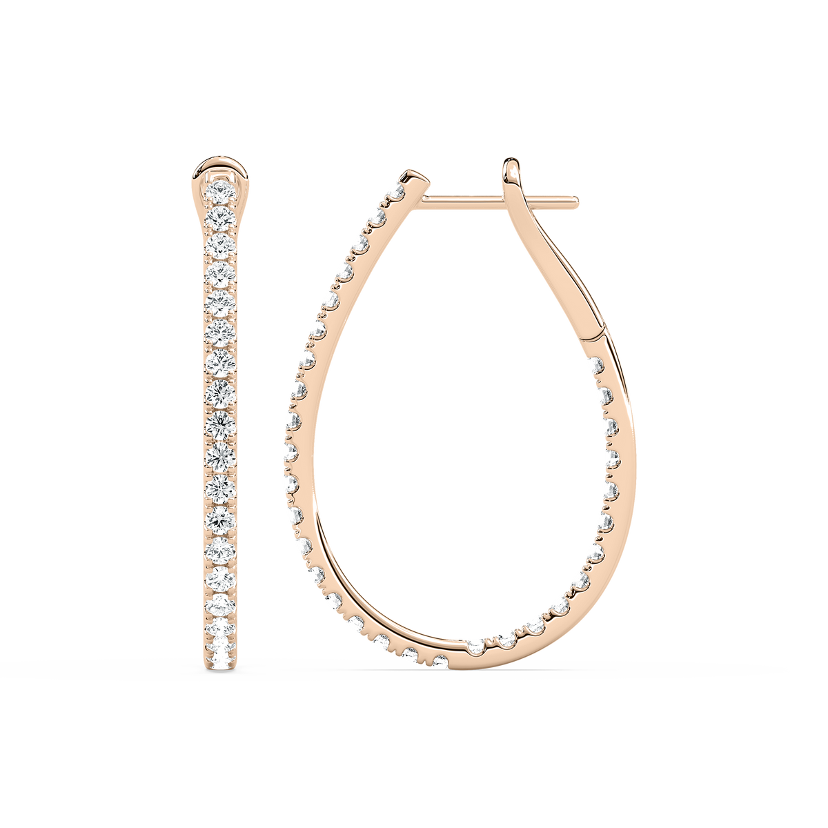 2 ¹⁄₆ ctw Round LGD Pave Inside Out Hoop Earrings - 14K Rose Gold / F-VS2