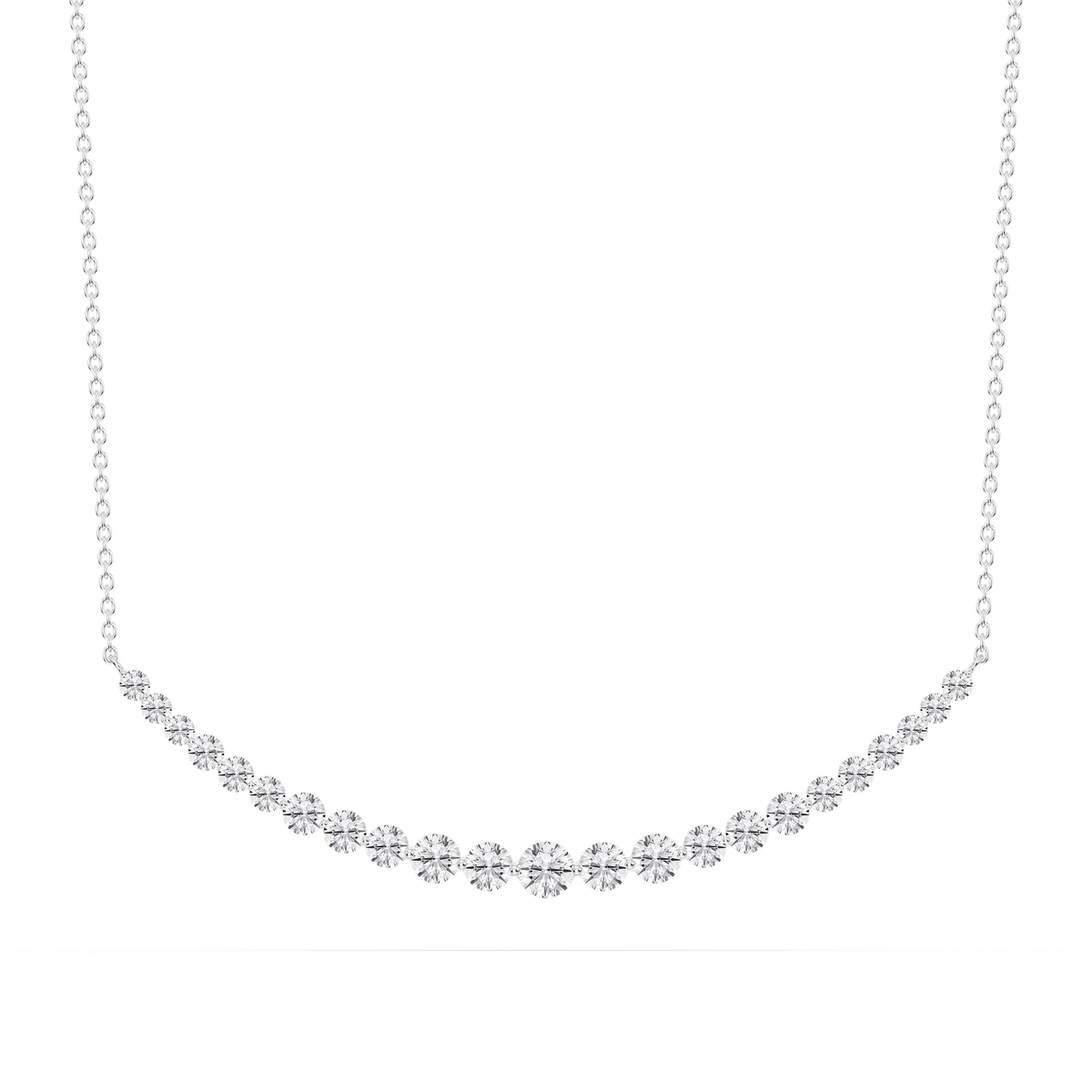 2 ctw Round LGD Shared Prong Smile Necklace - 16 to 18 Inches