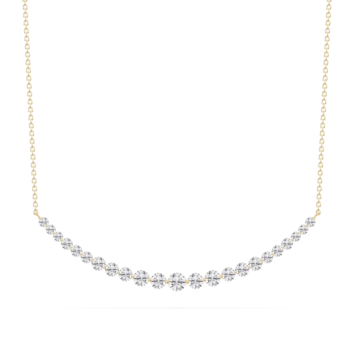 2 ctw Round LGD Shared Prong Smile Necklace - 16 to 18 Inches