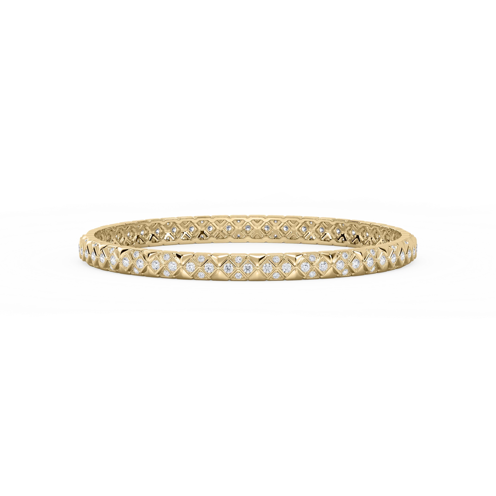2 ⅜ ctw Round LGD Textured Mosaic Bangle Bracelet  - 7.25 Inches