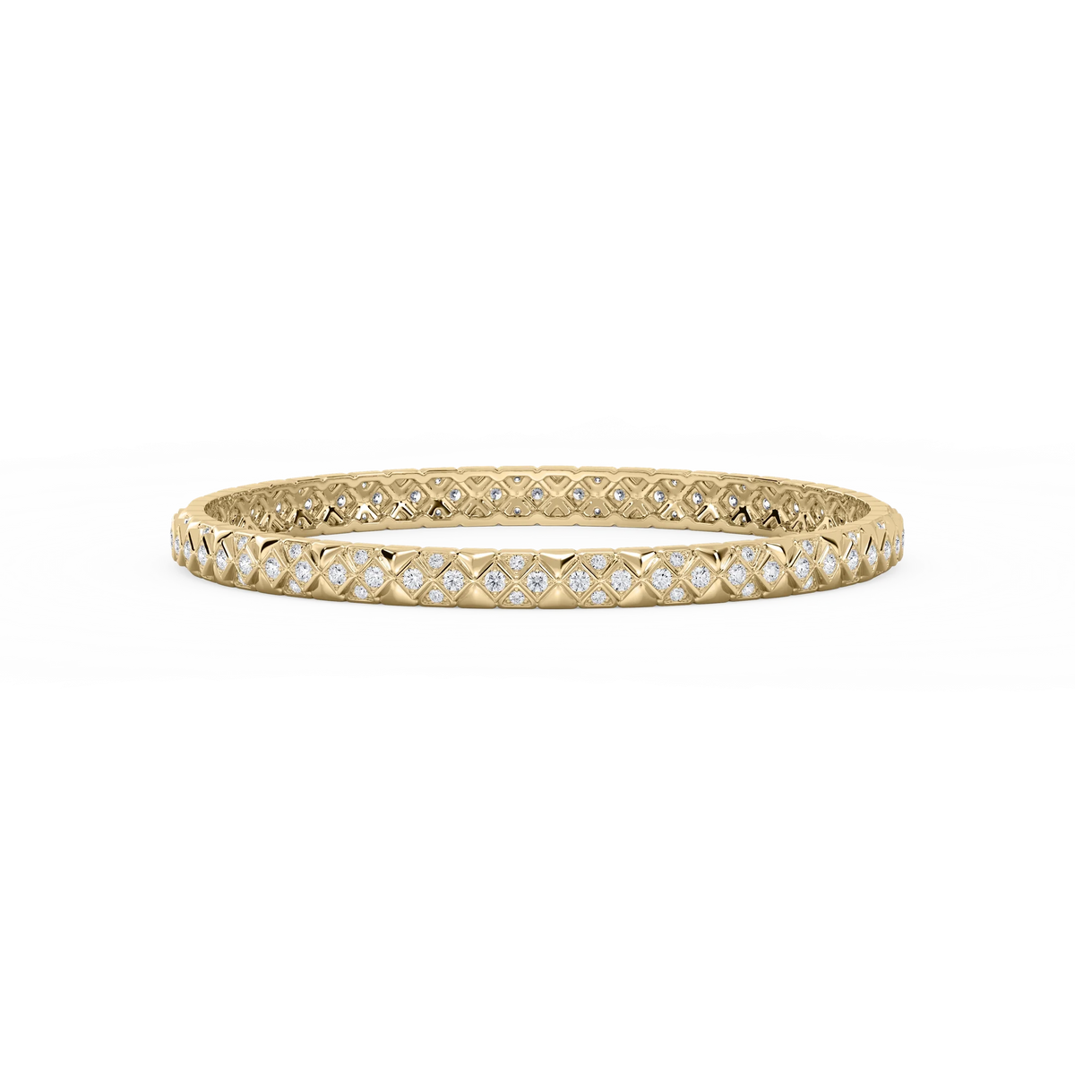 2 ⅜ ctw Round LGD Textured Mosaic Bangle Bracelet  - 7.25 Inches