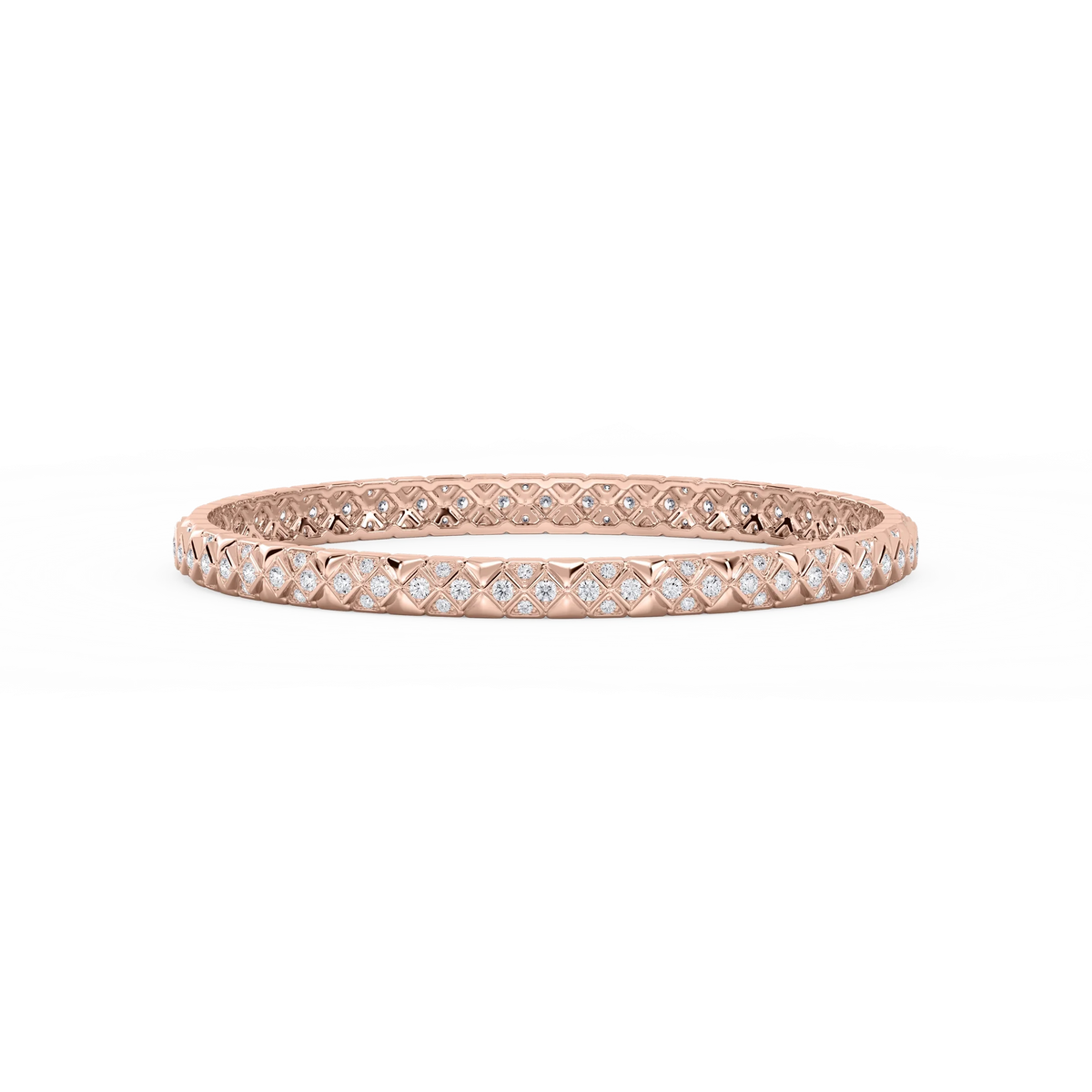 2 ⅜ ctw Round LGD Textured Mosaic Bangle Bracelet  - 7.25 Inches
