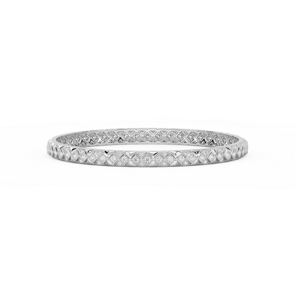 2 ⅜ ctw Round LGD Textured Mosaic Bangle Bracelet  - 7.25 Inches