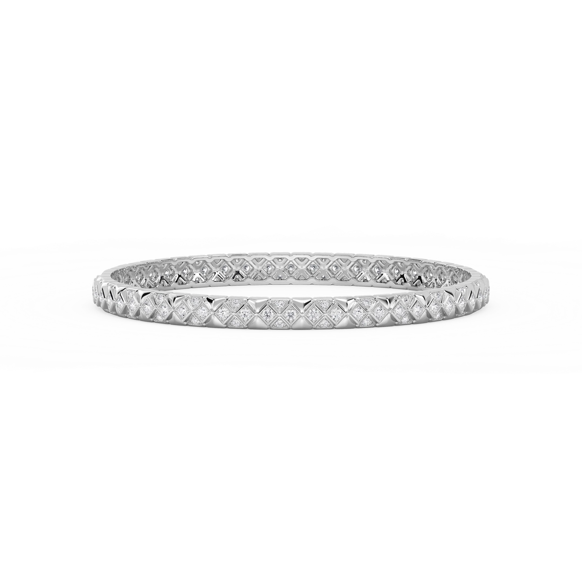 2 ⅜ ctw Round LGD Textured Mosaic Bangle Bracelet  - 7.25 Inches