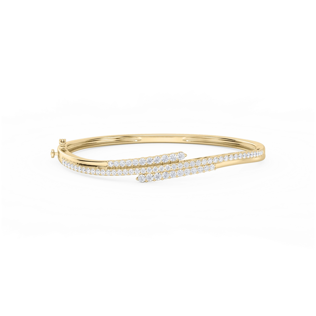 2 ctw Round LGD Three Row Bypass Bangle Bracelet  - 7.25 Inches