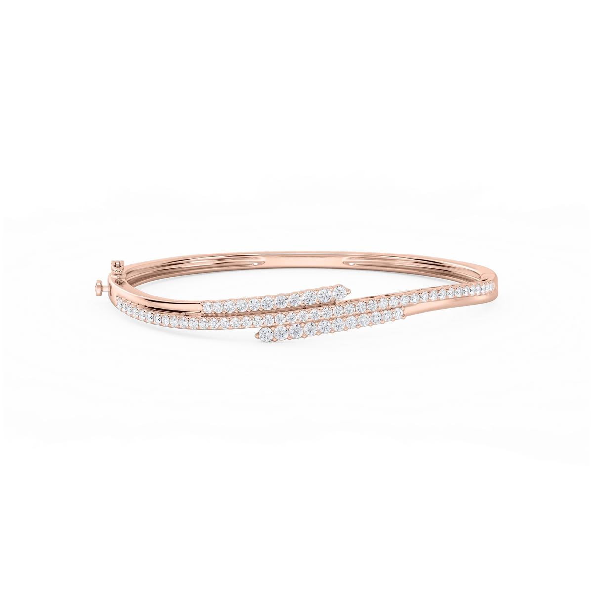 2 ctw Round LGD Three Row Bypass Bangle Bracelet  - 7.25 Inches