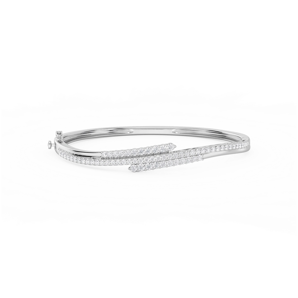 2 ctw Round LGD Three Row Bypass Bangle Bracelet  - 7.25 Inches
