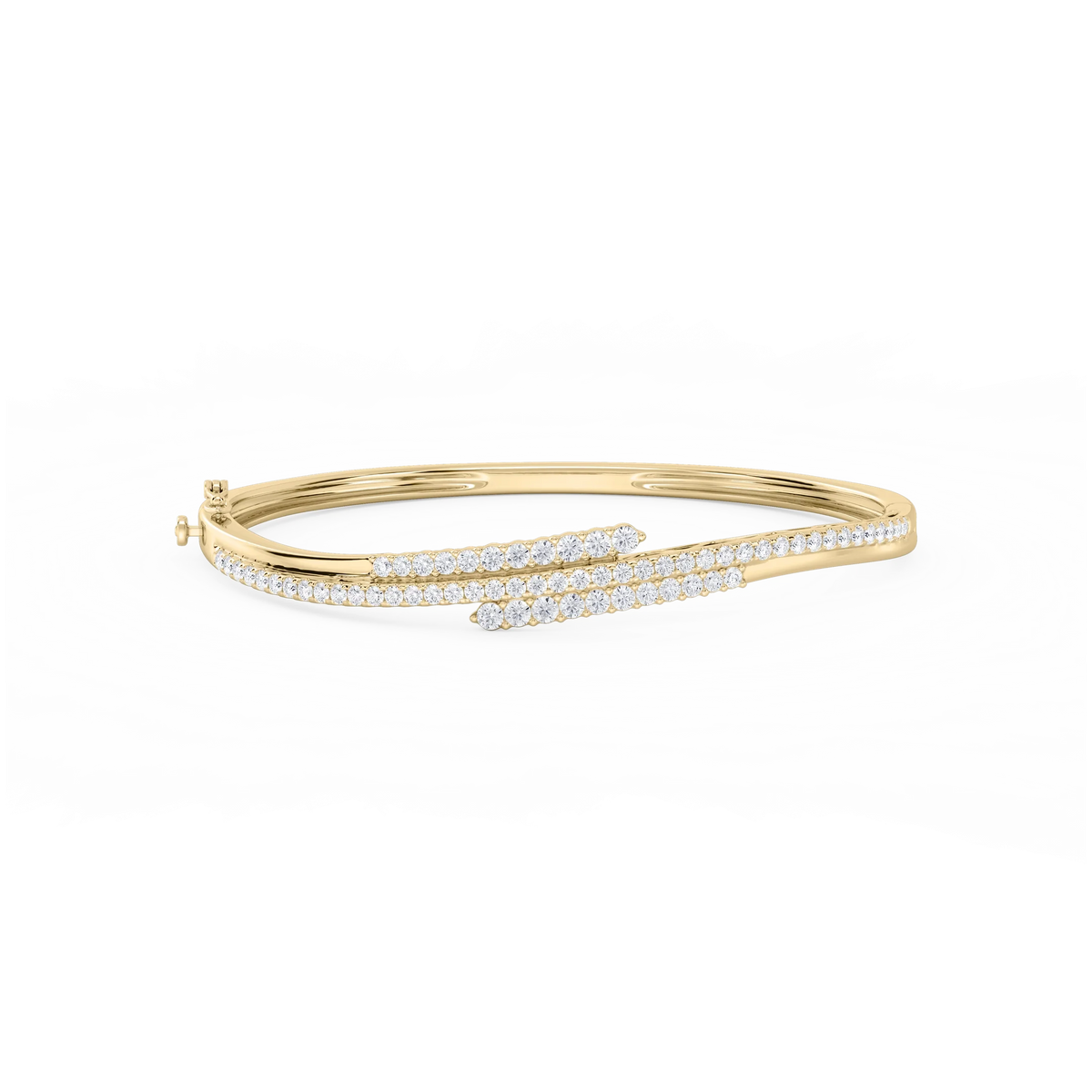 2 ctw Round LGD Three Row Bypass Bangle Bracelet  - 7.25 Inches