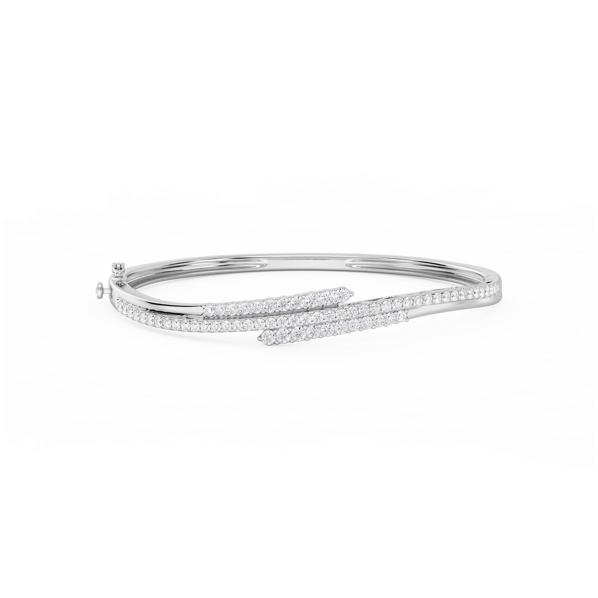2 ctw Round LGD Three Row Bypass Bangle Bracelet  - 7.25 Inches