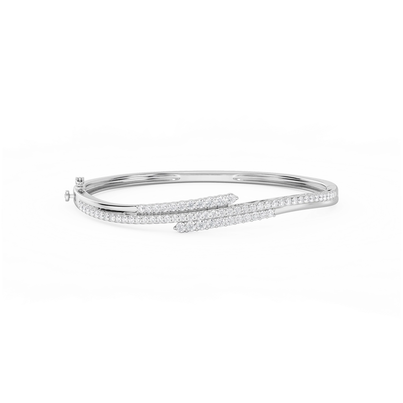 2 ctw Round LGD Three Row Bypass Bangle Bracelet  - 7.25 Inches