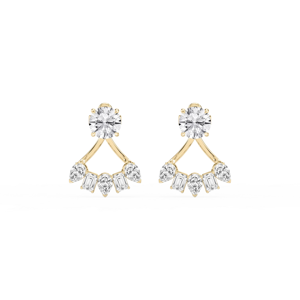 2 ctw Round LGD Studs with Multi-Stone Jacket Set - 14K Yellow Gold