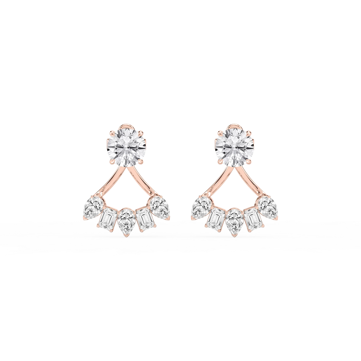 2 ctw Round LGD Studs with Multi-Stone Jacket Set - 14K Rose Gold
