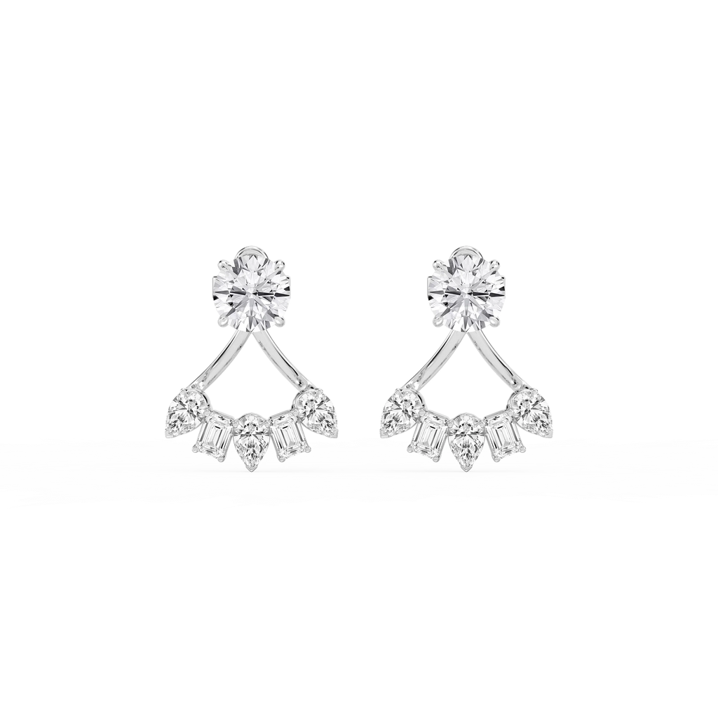 2 ctw Round LGD Studs with Multi-Stone Jacket Set - Platinum
