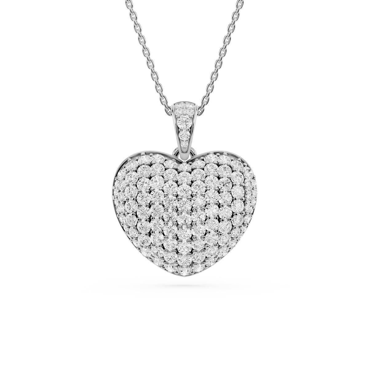 2 ½ Round LGD Pave Heart Drop Pendant - 18 Inches