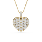 2 ½ Round LGD Pave Heart Drop Pendant - 18 Inches