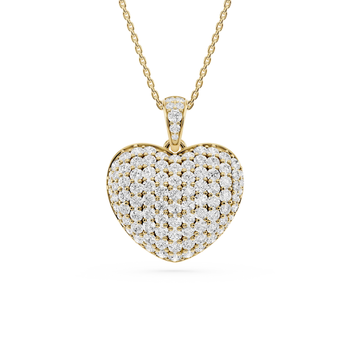 2 ½ Round LGD Pave Heart Drop Pendant - 18 Inches