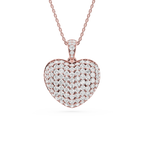 2 ½ Round LGD Pave Heart Drop Pendant - 18 Inches
