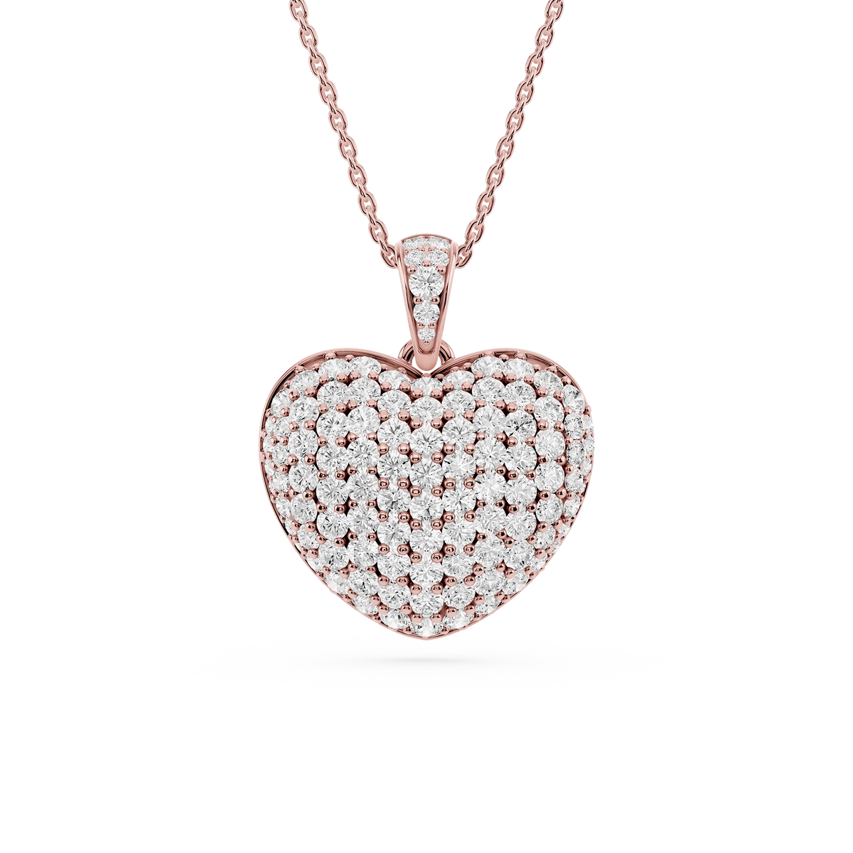2 ½ Round LGD Pave Heart Drop Pendant - 18 Inches
