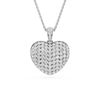 2 ½ Round LGD Pave Heart Drop Pendant - 18 Inches
