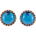 Round Cabochon Crown Earrings