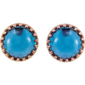 Round Cabochon Crown Earrings