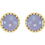 Round Cabochon Crown Earrings