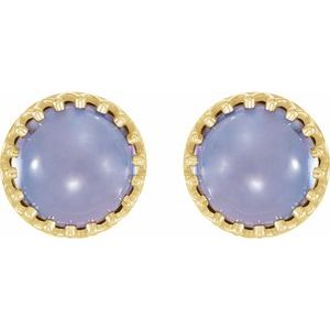 Round Cabochon Crown Earrings