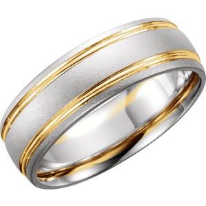 Grooved Comfort-Fit Half Round Band with Bead Blast Finish