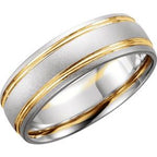 Grooved Comfort-Fit Half Round Band with Bead Blast Finish