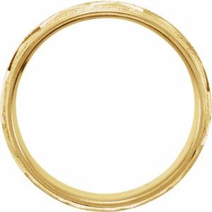 Milgrain Edge Geometric Faceted Comfort-Fit Half Round Band with Satin Finish