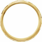 Milgrain Edge Geometric Faceted Comfort-Fit Half Round Band with Satin Finish