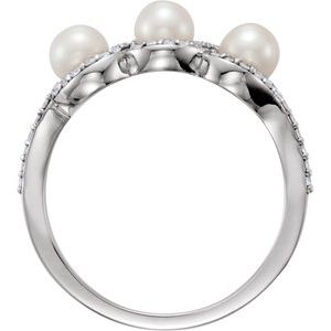 Three-Stone Halo-Style Pearl Ring